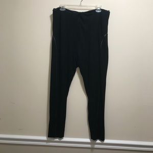 Molly+Isadora Black Pant with Faux Leather Detail